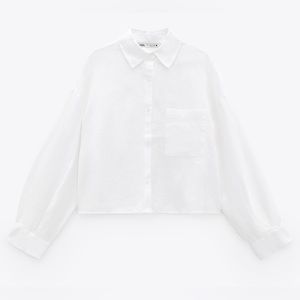 NWT zara linen crop shirt